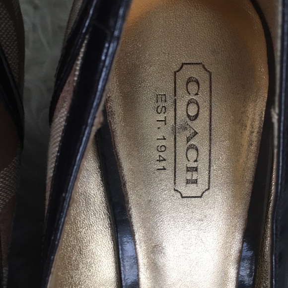Coach Kerryann Signature C Beige Canvas Wedge Heels Size - Picture 12 of 13